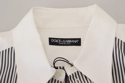 Dolce &amp; Gabbana Svartvit Randig Mönstrad Avslappnad Bomullsskjorta