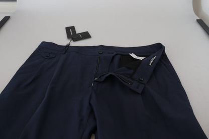 Dolce &amp; Gabbana Mörkblå Bomullschino Formella Byxor