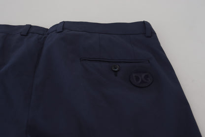 Dolce &amp; Gabbana Mörkblå Bomullschino Formella Byxor