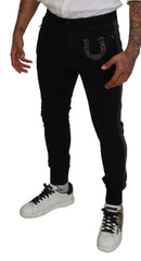 Dolce & Gabbana Black Wool Horseshoe Jogger Pants