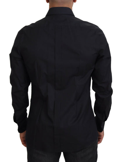 Dolce &amp; Gabbana Black Roses Slim Fit Bomullsskjorta