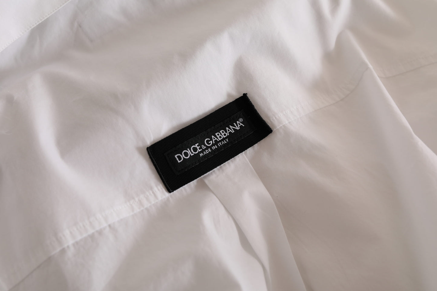 Dolce &amp; Gabbana Vit Logotyp Bomull Casual Långärmad Skjorta
