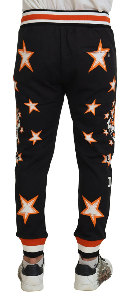 Dolce &amp; Gabbana Svarta Orange Stjärnbyxor Sportbyxor