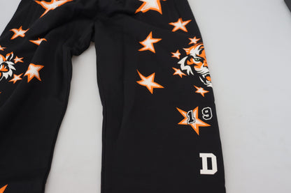 Dolce &amp; Gabbana Svarta Orange Stjärnbyxor Sportbyxor