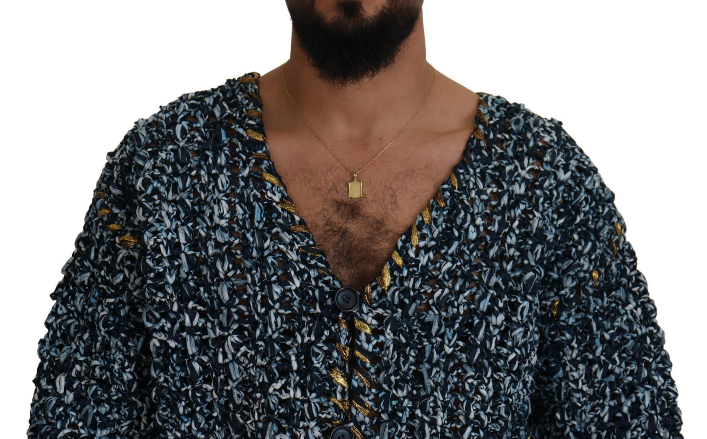 Dolce &amp; Gabbana kofta med blå knapp Fatto A Mano-tröja