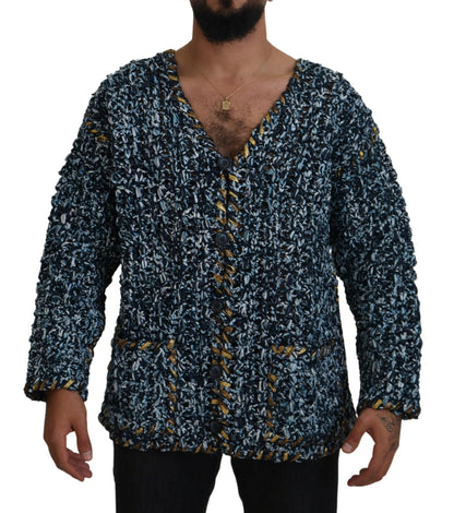 Dolce &amp; Gabbana kofta med blå knapp Fatto A Mano-tröja