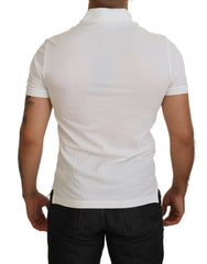 Dolce & Gabbana White Cotton Logo Short Sleeve Polo T-shirt