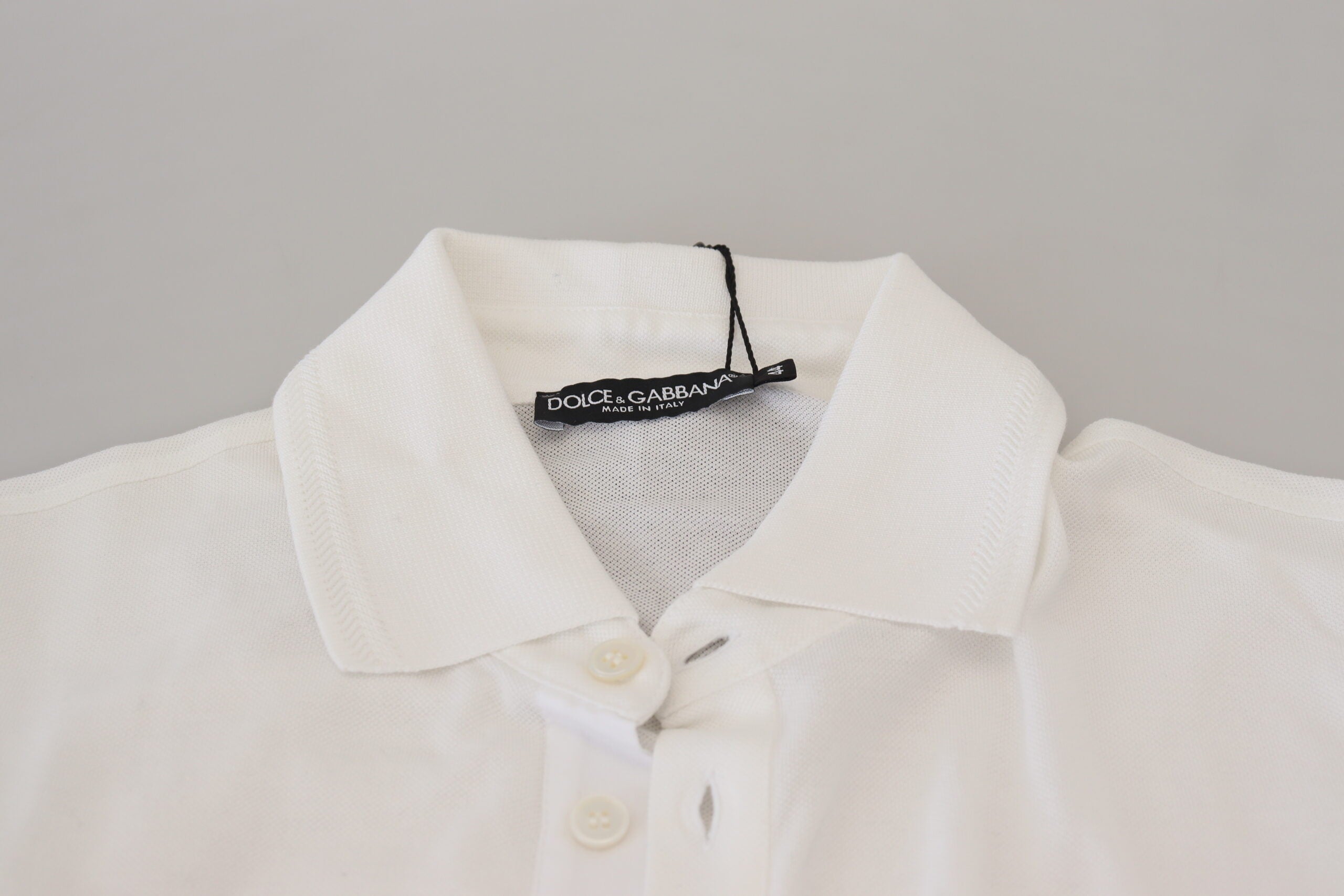 Dolce & Gabbana White Cotton Logo Short Sleeve Polo T-shirt