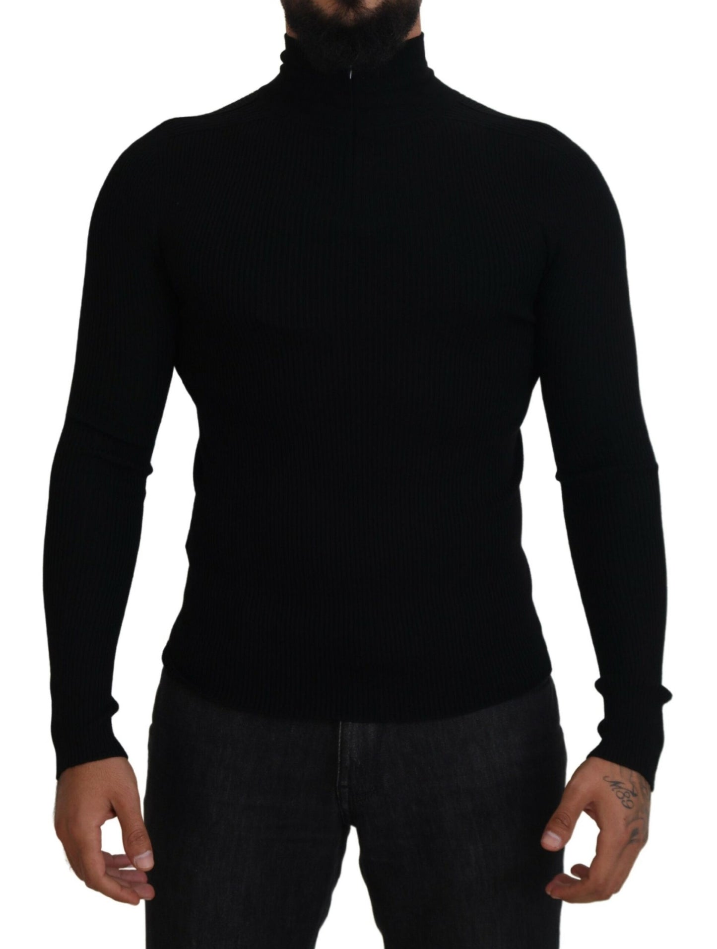 Dolce &amp; Gabbana Svart Halv Dragkedja Polotröja