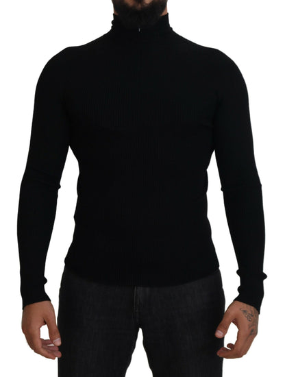 Dolce &amp; Gabbana Svart Halv Dragkedja Polotröja