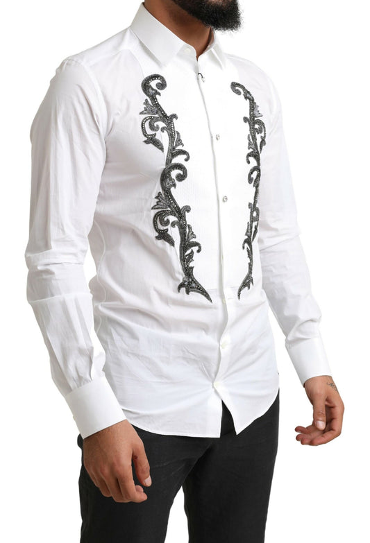 Dolce &amp; Gabbana Vit Smokingskjorta med Slim Fit Barock