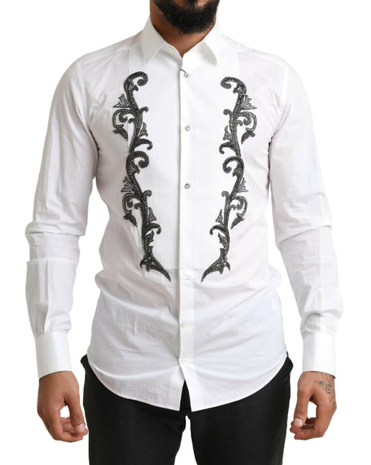 Dolce &amp; Gabbana Vit Smokingskjorta med Slim Fit Barock