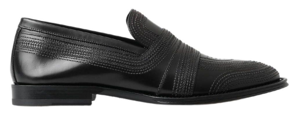 Svarta läderloafers med sömmar