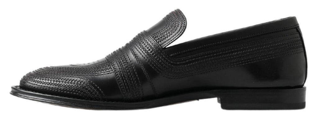 Svarta läderloafers med sömmar
