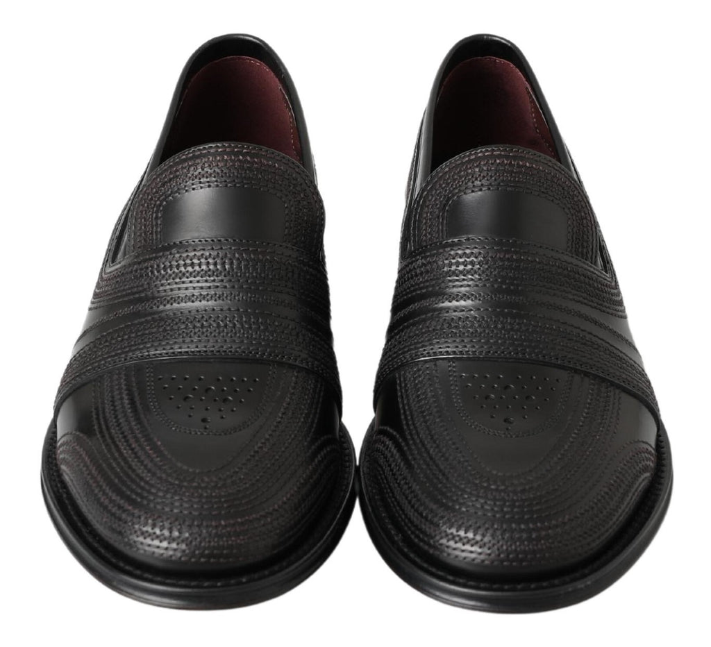 Svarta läderloafers med sömmar