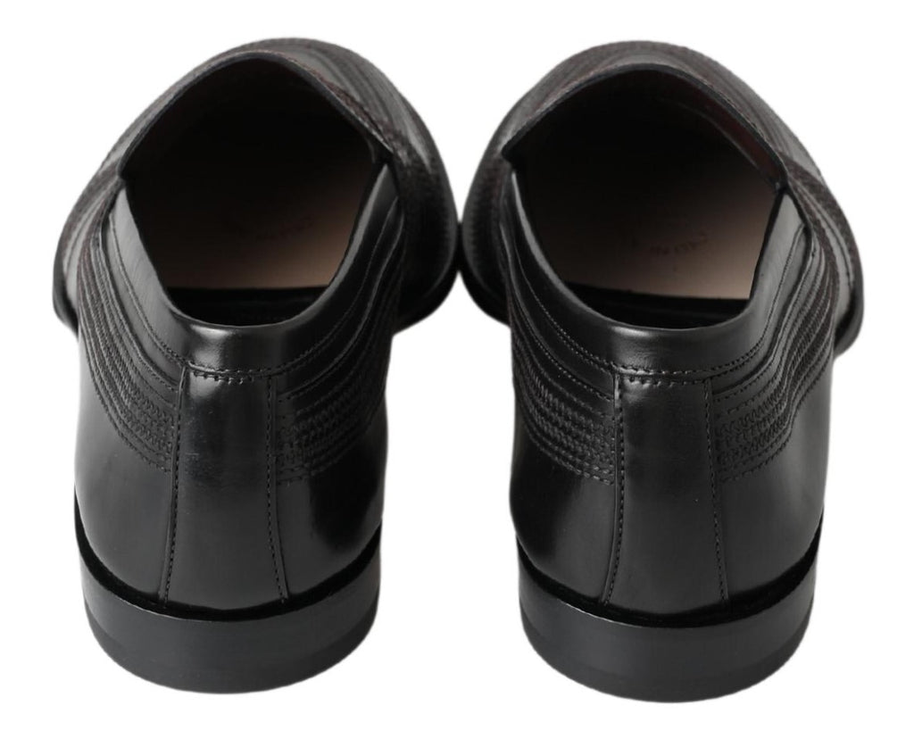 Svarta läderloafers med sömmar