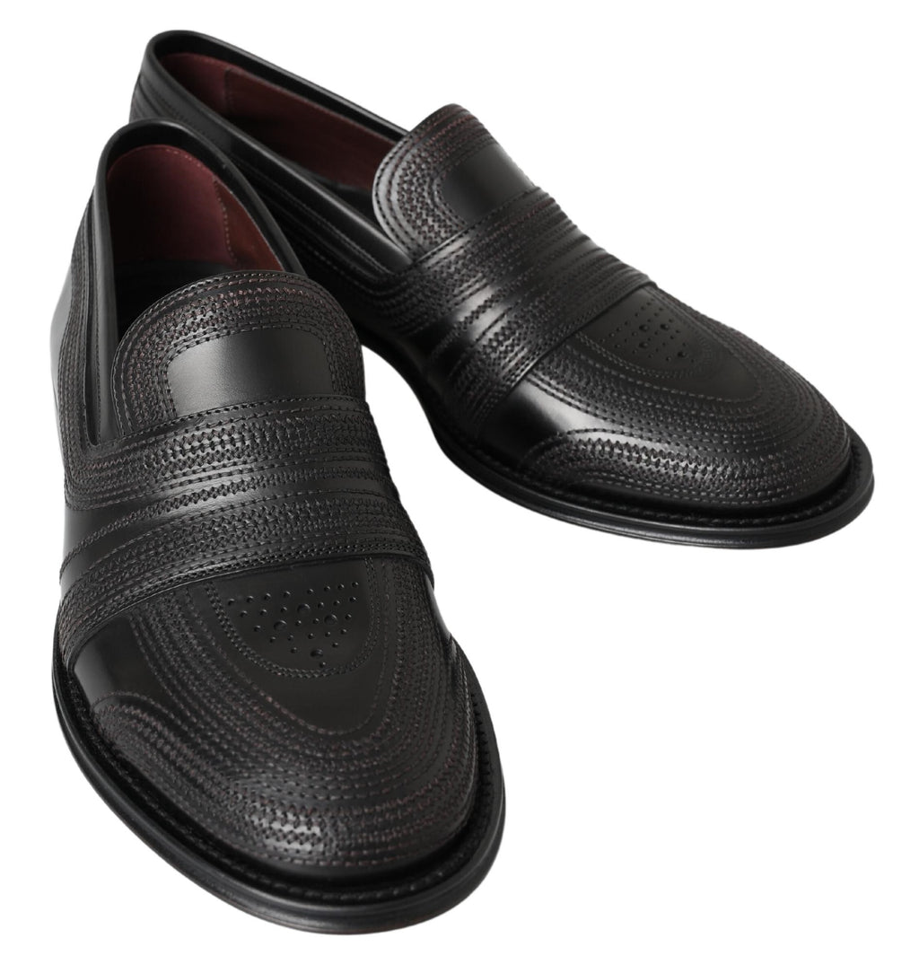 Svarta läderloafers med sömmar