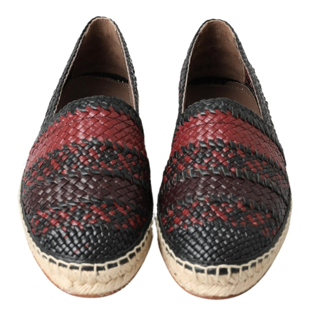 Svarta Bordeauxröda Buffalo Läder Espadrilleskor