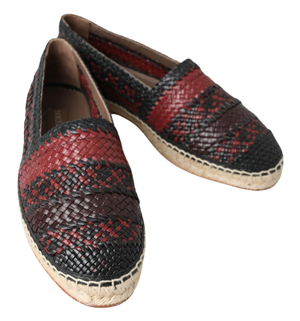 Svarta Bordeauxröda Buffalo Läder Espadrilleskor