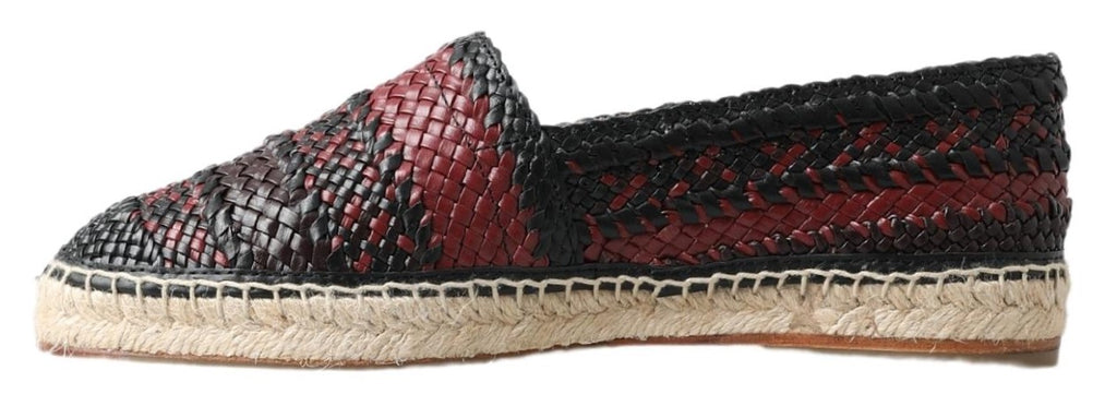 Svarta Bordeauxröda Buffalo Läder Espadrilleskor