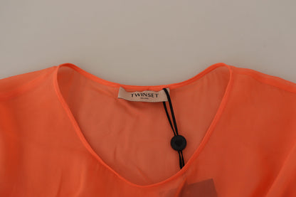 Twinset Korall Bomullsblandning Kortärmad Maxi Shift Klänning