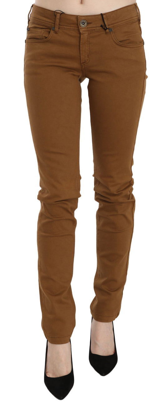 PLEIN SUD Brune bomulls-midje skinny slim fit denimjeans