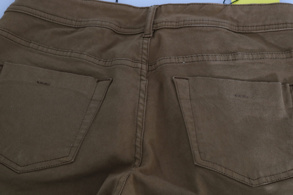 Bruna bomullsjeans med medelhög midja och smal passform