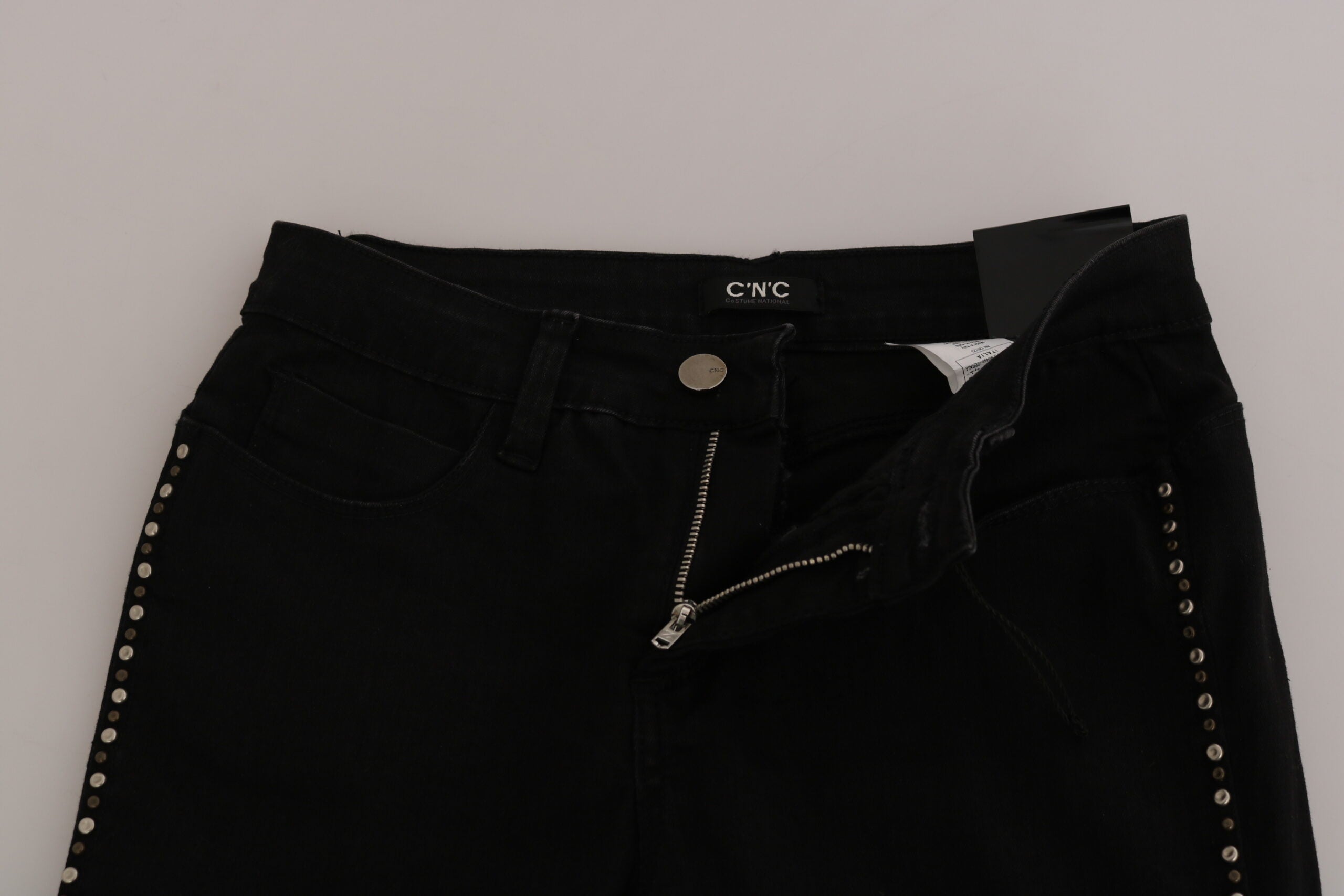Svarta utsmyckade skinny jeans med medelhög midja