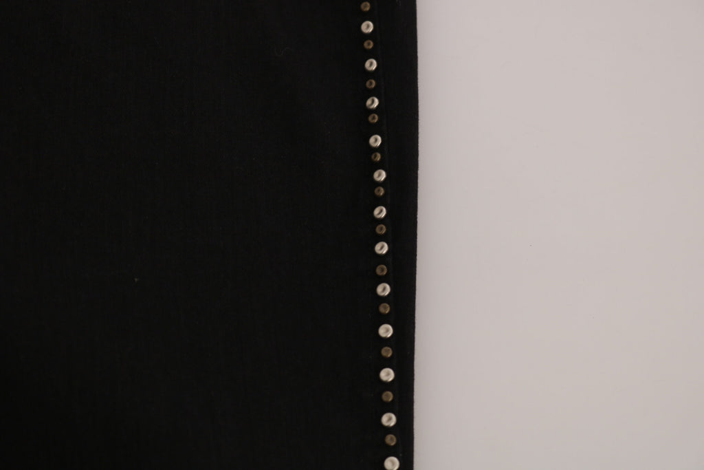 Svarta utsmyckade skinny jeans med medelhög midja