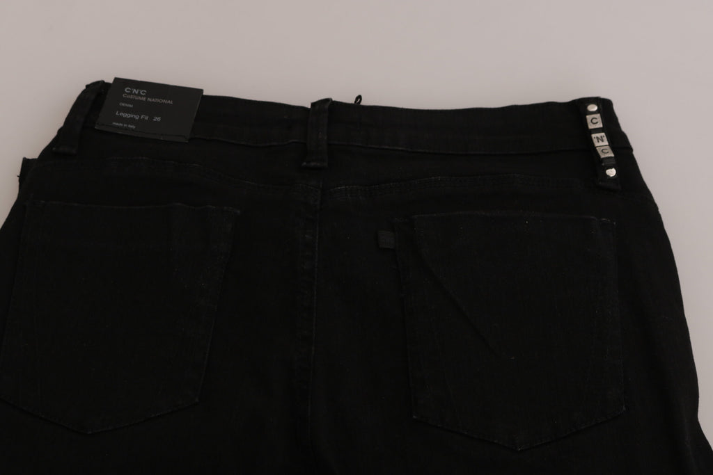 Svarta utsmyckade skinny jeans med medelhög midja