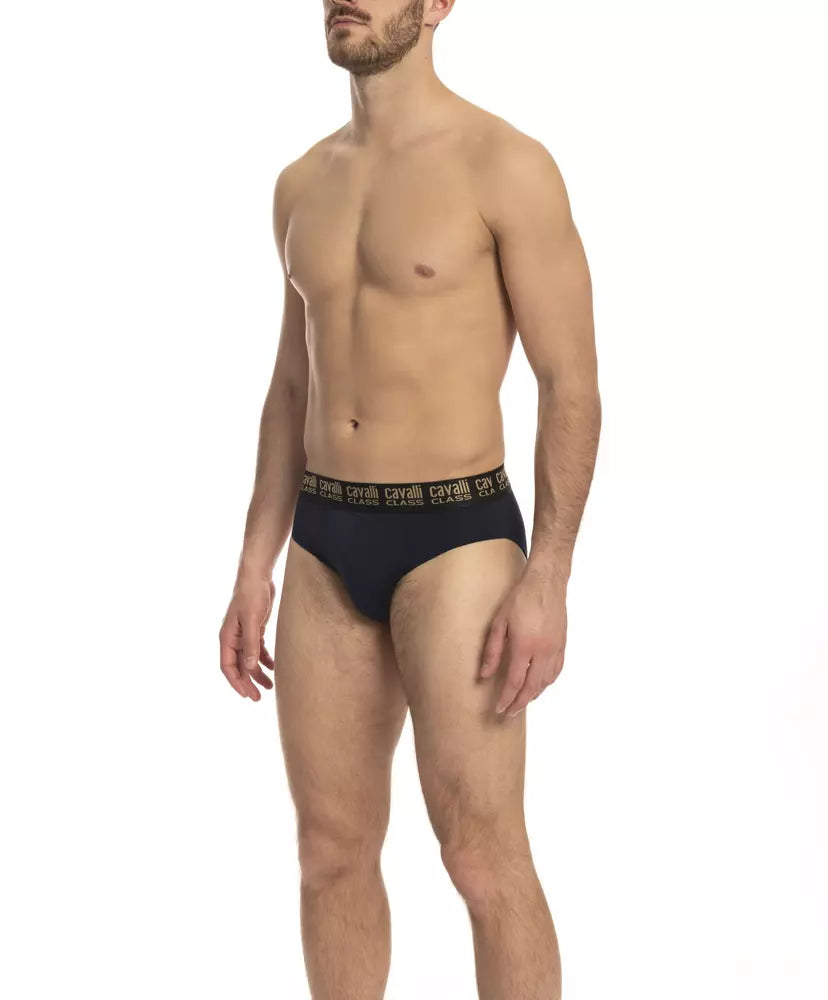 Cavalli Class Blue Cotton Men's Briefs Bi-Pack