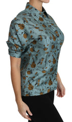 Dolce & Gabbana Multicolor Musical Instruments Silk Short sleeve Shirt