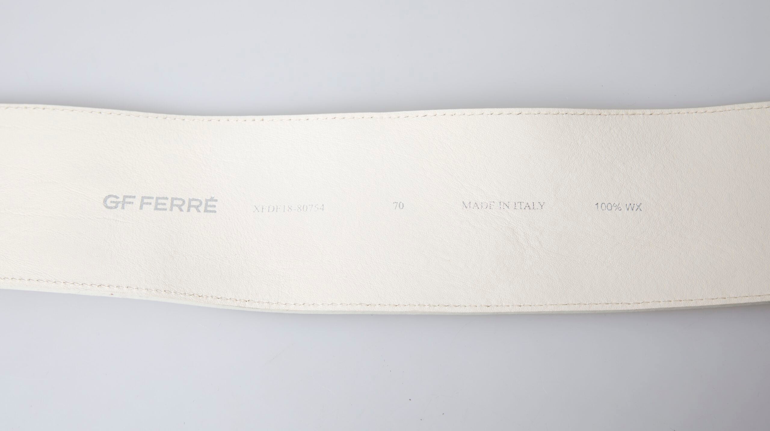 GF Ferre Off White Waxed Cotton Wide Fashion Waistband Belt