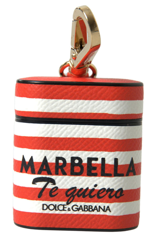 Dolce &amp; Gabbana Oransje Stripe Dauphine Skinnlogo-stropp Airpod-deksel