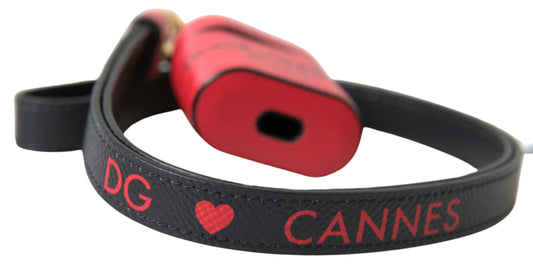 Dolce &amp; Gabbana Rødt Svart Kalveskinnsrem med Logotrykk til Airpods