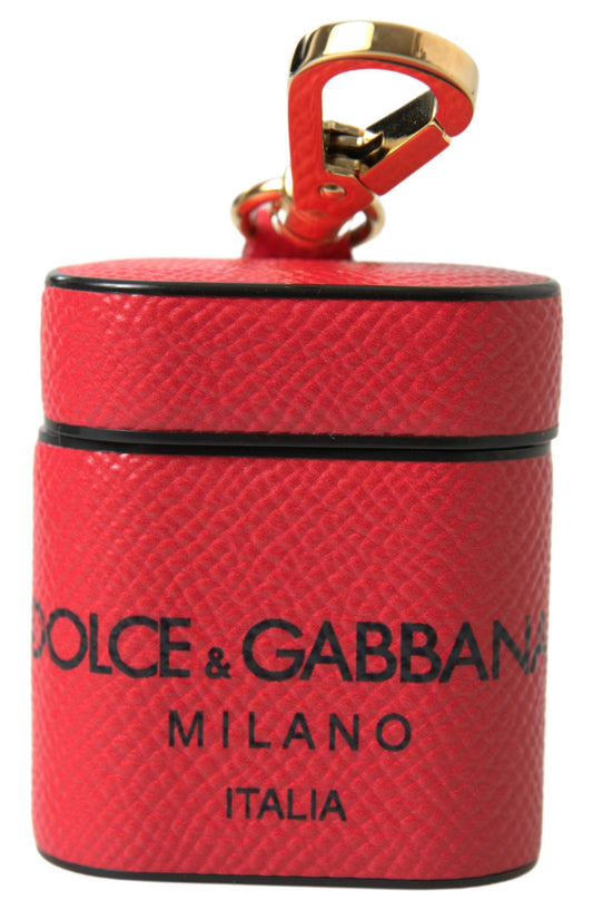 Dolce &amp; Gabbana Rødt Svart Kalveskinnsrem med Logotrykk til Airpods