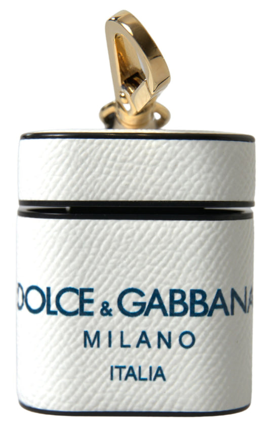 Dolce &amp; Gabbana hvitt blått kalveskinn med logotrykk og Airpods-deksel