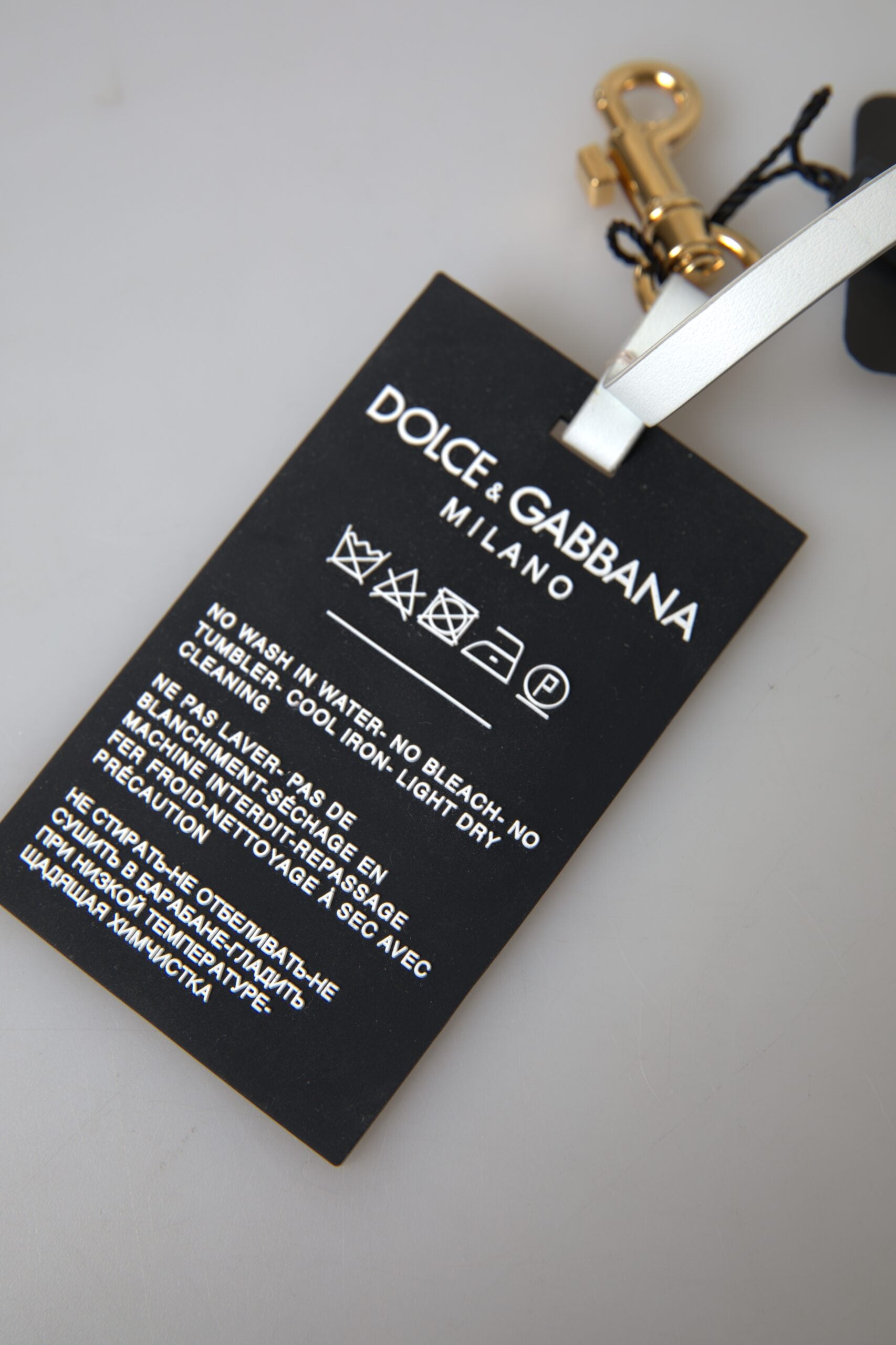 Dolce &amp; Gabbana svart silikon DG-logo gullmessingnøkkelring