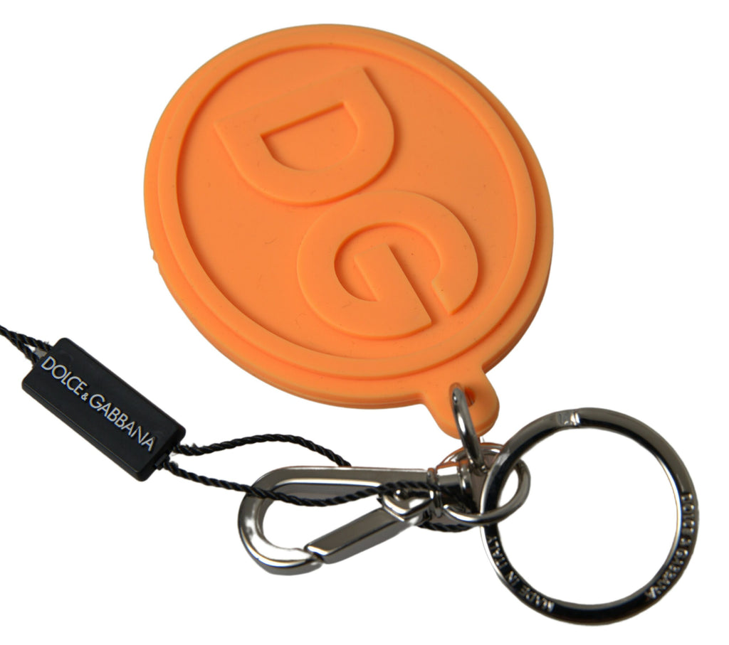 Oransje gummi DG-logo gull messing metallnøkkelring