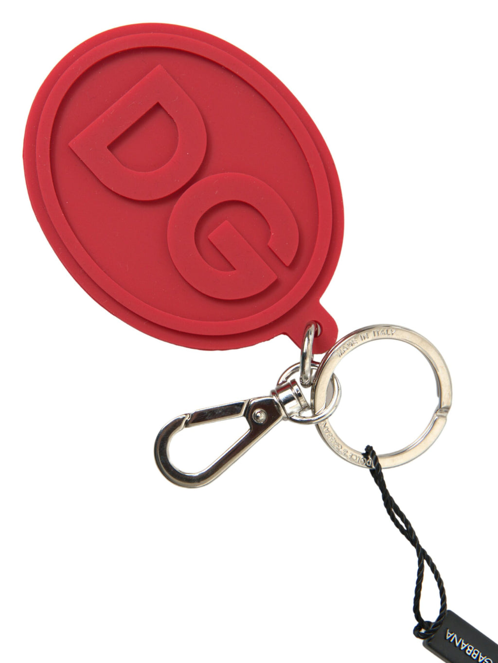 Rød gummi DG-logo sølv messing metall nøkkelring nøkkelring