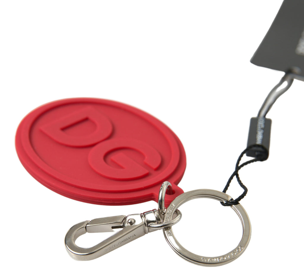 Rød gummi DG-logo sølv messing metall nøkkelring nøkkelring