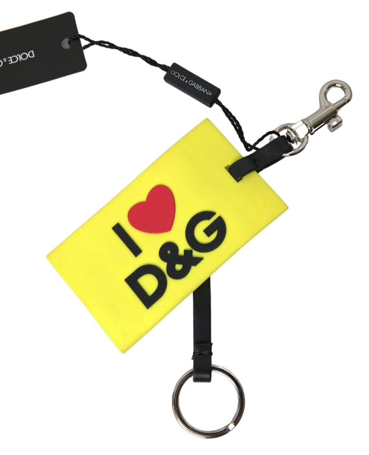 Dolce &amp; Gabbana Gul Silikon DG Logo Gull Messing Nøkkelring Nøkkelring
