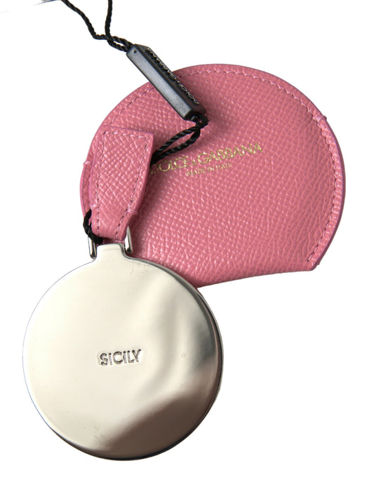 Dolce &amp; Gabbana Rosa Kalveskinn Rund Speilholder Med Logotrykk
