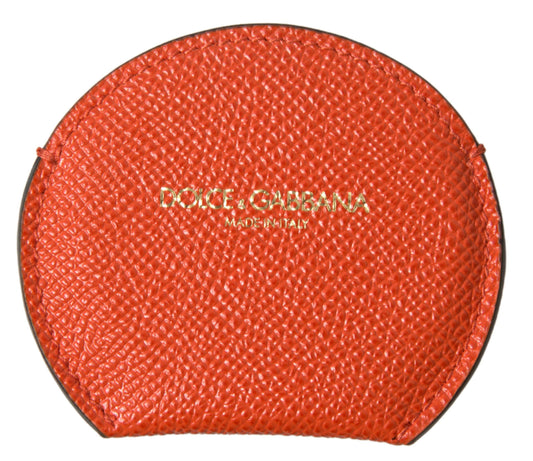 Dolce &amp; Gabbana Oransje Rund Speilholder Med Logo i Kalveskinn og Skinn