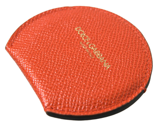 Dolce &amp; Gabbana Oransje Rund Speilholder Med Logo i Kalveskinn og Skinn
