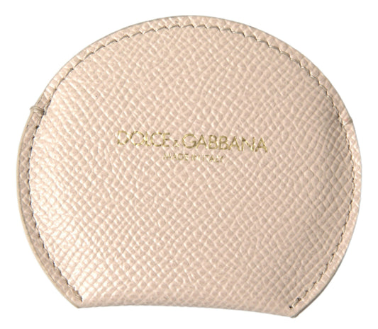Dolce &amp; Gabbana Beige Kalveskinn Rund Speilholder Med Logo