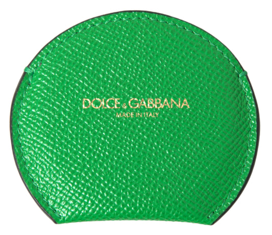 Dolce &amp; Gabbana Grønn Kalveskinn Rund Speilholder med Logo