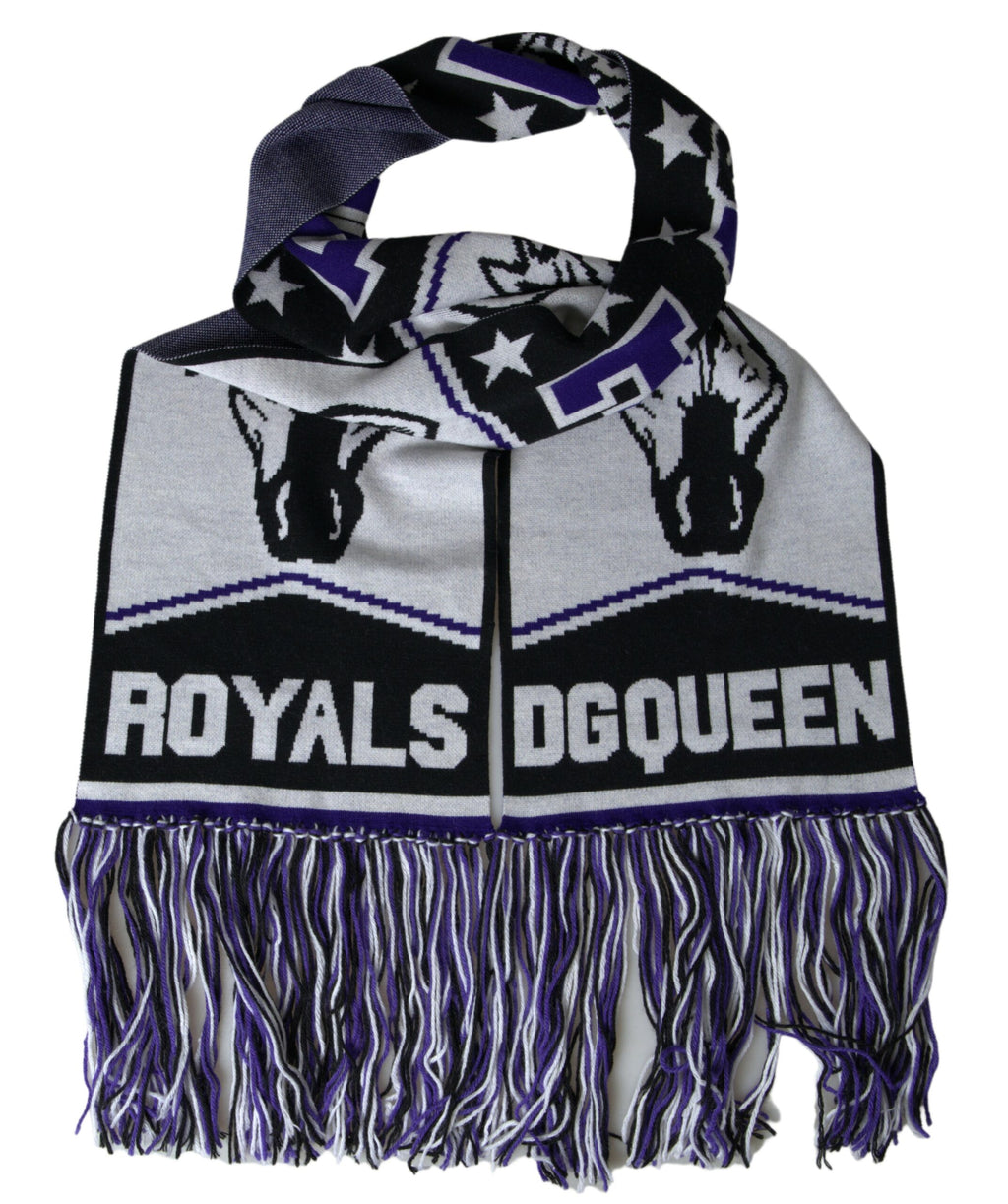 Flerfärgad ull DG Queen Wrap Franshalsduk