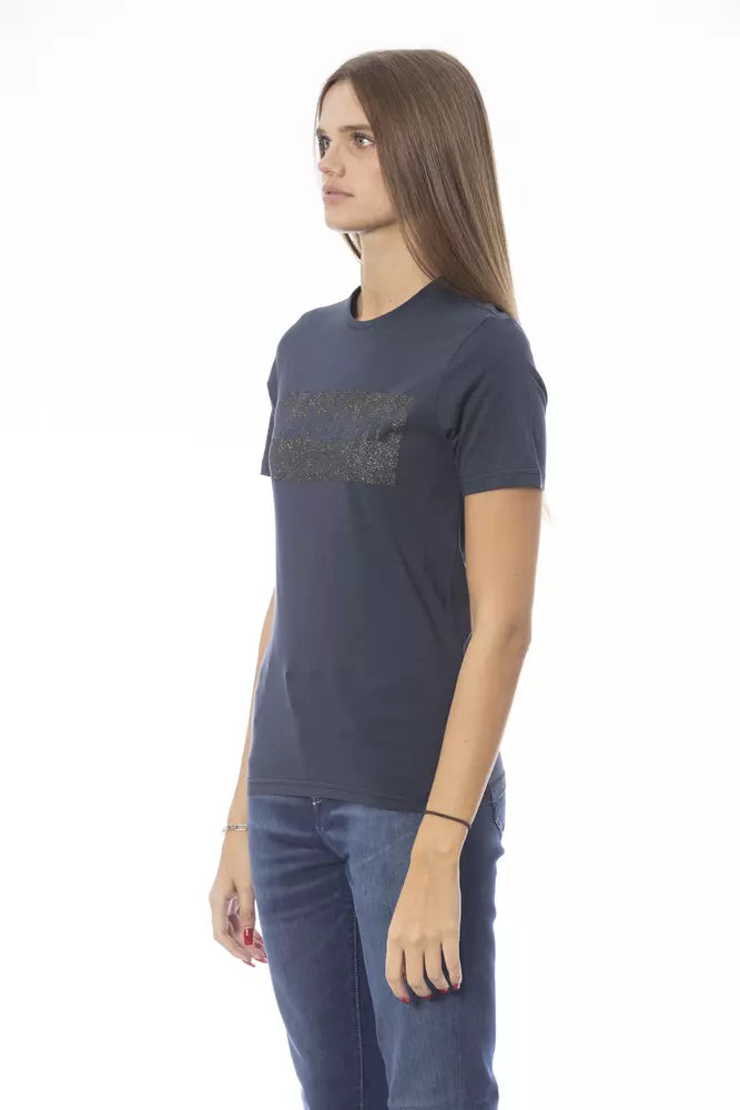 Baldinini Trend Blå Bomull Dam T-shirt