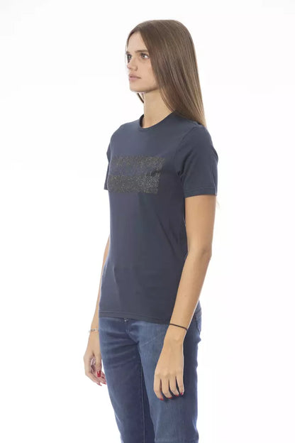 Baldinini Trend Blå Bomull Dam T-shirt